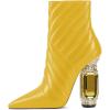imageFSJ Women Sparkly Crystal Block High Heel Pointed Toe Ankle Boot Side Zipper Wedding Party Banquet Dress Shoes Size 415 USYellow
