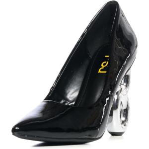 imageFSJ Women Novelty Closed Pointed Toe Slip On Pumps Gorgeous Metal Chain High Heel Party Wedding Dating Shoes Size 416 USBlack