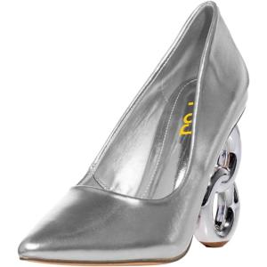 imageFSJ Women Novelty Closed Pointed Toe Slip On Pumps Gorgeous Metal Chain High Heel Party Wedding Dating Shoes Size 416 USSilver