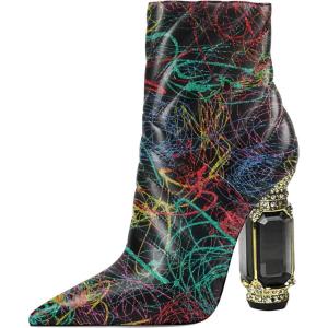 imageFSJ Women Sparkly Crystal Block High Heel Pointed Toe Ankle Boot Side Zipper Wedding Party Banquet Dress Shoes Size 415 USLines