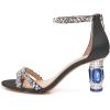 imageFSJ Women Chic Strappy Open Toe Sandals Ankle Wrap Back Zipper High Jewels Rhinestone Block Heels Summer Casual Shoes 415 USBlack