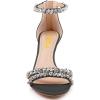 imageFSJ Women Chic Strappy Open Toe Sandals Ankle Wrap Back Zipper High Jewels Rhinestone Block Heels Summer Casual Shoes 415 USBlack