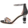 imageFSJ Women Chic Strappy Open Toe Sandals Ankle Wrap Back Zipper High Jewels Rhinestone Block Heels Summer Casual Shoes 415 USBlack Heel