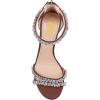 imageFSJ Women Chic Strappy Open Toe Sandals Ankle Wrap Back Zipper High Jewels Rhinestone Block Heels Summer Casual Shoes 415 USBrown