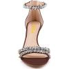 imageFSJ Women Chic Strappy Open Toe Sandals Ankle Wrap Back Zipper High Jewels Rhinestone Block Heels Summer Casual Shoes 415 USBrown