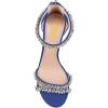 imageFSJ Women Chic Strappy Open Toe Sandals Ankle Wrap Back Zipper High Jewels Rhinestone Block Heels Summer Casual Shoes 415 USDark Blue