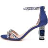 imageFSJ Women Chic Strappy Open Toe Sandals Ankle Wrap Back Zipper High Jewels Rhinestone Block Heels Summer Casual Shoes 415 USDark Blue