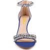 imageFSJ Women Chic Strappy Open Toe Sandals Ankle Wrap Back Zipper High Jewels Rhinestone Block Heels Summer Casual Shoes 415 USDark Blue