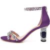 imageFSJ Women Chic Strappy Open Toe Sandals Ankle Wrap Back Zipper High Jewels Rhinestone Block Heels Summer Casual Shoes 415 USDark Purple