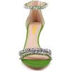 imageFSJ Women Chic Strappy Open Toe Sandals Ankle Wrap Back Zipper High Jewels Rhinestone Block Heels Summer Casual Shoes 415 USGreen