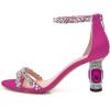 imageFSJ Women Chic Strappy Open Toe Sandals Ankle Wrap Back Zipper High Jewels Rhinestone Block Heels Summer Casual Shoes 415 USHot Pink