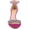 imageFSJ Women Chic Strappy Open Toe Sandals Ankle Wrap Back Zipper High Jewels Rhinestone Block Heels Summer Casual Shoes 415 USHot Pink