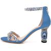 imageFSJ Women Chic Strappy Open Toe Sandals Ankle Wrap Back Zipper High Jewels Rhinestone Block Heels Summer Casual Shoes 415 USLight Blue