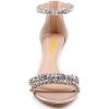 imageFSJ Women Chic Strappy Open Toe Sandals Ankle Wrap Back Zipper High Jewels Rhinestone Block Heels Summer Casual Shoes 415 USPink