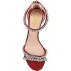 imageFSJ Women Chic Strappy Open Toe Sandals Ankle Wrap Back Zipper High Jewels Rhinestone Block Heels Summer Casual Shoes 415 USRed