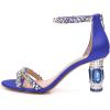 imageFSJ Women Chic Strappy Open Toe Sandals Ankle Wrap Back Zipper High Jewels Rhinestone Block Heels Summer Casual Shoes 415 USRoyal Blue