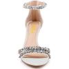 imageFSJ Women Chic Strappy Open Toe Sandals Ankle Wrap Back Zipper High Jewels Rhinestone Block Heels Summer Casual Shoes 415 USWhite