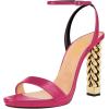 imageFSJ Women Gold Metal Chain Thick High Heel Sandals Open Toe Strappy Ankle Buckle Strap Slingback Comfy Summer Dress Shoes Silver Black 415 USFuchsia