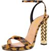 imageFSJ Women Gold Metal Chain Thick High Heel Sandals Open Toe Strappy Ankle Buckle Strap Slingback Comfy Summer Dress Shoes Silver Black 415 USLeopard