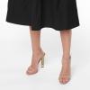 imageFSJ Women Gold Metal Chain Thick High Heel Sandals Open Toe Strappy Ankle Buckle Strap Slingback Comfy Summer Dress Shoes Silver Black 415 USNude Pink