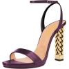 imageFSJ Women Gold Metal Chain Thick High Heel Sandals Open Toe Strappy Ankle Buckle Strap Slingback Comfy Summer Dress Shoes Silver Black 415 USPurple