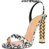 imageFSJ Women Gold Metal Chain Thick High Heel Sandals Open Toe Strappy Ankle Buckle Strap Slingback Comfy Summer Dress Shoes Silver Black 415 USTiger