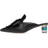 imageFSJ Women Retro Crystal Rhinestone Heeled Mules Pointed Toe Bows Slide Sandals Backless Emerald Bridal Wedding Dress Shoes Size 415 USBlack