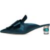 imageFSJ Women Retro Crystal Rhinestone Heeled Mules Pointed Toe Bows Slide Sandals Backless Emerald Bridal Wedding Dress Shoes Size 415 USDark Blue