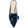 imageFSJ Women Retro Crystal Rhinestone Heeled Mules Pointed Toe Bows Slide Sandals Backless Emerald Bridal Wedding Dress Shoes Size 415 USDark Blue