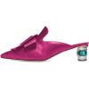 imageFSJ Women Retro Crystal Rhinestone Heeled Mules Pointed Toe Bows Slide Sandals Backless Emerald Bridal Wedding Dress Shoes Size 415 USFuchsia