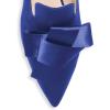 imageFSJ Women Retro Crystal Rhinestone Heeled Mules Pointed Toe Bows Slide Sandals Backless Emerald Bridal Wedding Dress Shoes Size 415 USRoyal Blue