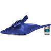 imageFSJ Women Retro Crystal Rhinestone Heeled Mules Pointed Toe Bows Slide Sandals Backless Emerald Bridal Wedding Dress Shoes Size 415 USRoyal Blue