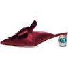 imageFSJ Women Retro Crystal Rhinestone Heeled Mules Pointed Toe Bows Slide Sandals Backless Emerald Bridal Wedding Dress Shoes Size 415 USWine