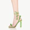 imageFSJ Women Sexy Open Toe Shiny Rhinestone Balls Sandals Strappy Ankle Strap Crystal High Heel Summer Party Date Dance Shoes Size 415 USGreen
