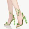 imageFSJ Women Sexy Open Toe Shiny Rhinestone Balls Sandals Strappy Ankle Strap Crystal High Heel Summer Party Date Dance Shoes Size 415 USGreen