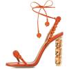 imageFSJ Women Sexy Open Toe Shiny Rhinestone Balls Sandals Strappy Ankle Strap Crystal High Heel Summer Party Date Dance Shoes Size 415 USOrange