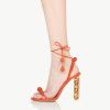 imageFSJ Women Sexy Open Toe Shiny Rhinestone Balls Sandals Strappy Ankle Strap Crystal High Heel Summer Party Date Dance Shoes Size 415 USOrange