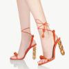 imageFSJ Women Sexy Open Toe Shiny Rhinestone Balls Sandals Strappy Ankle Strap Crystal High Heel Summer Party Date Dance Shoes Size 415 USOrange