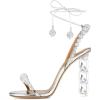 imageFSJ Women Sexy Open Toe Shiny Rhinestone Balls Sandals Strappy Ankle Strap Crystal High Heel Summer Party Date Dance Shoes Size 415 USSilver