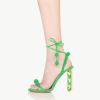 imageFSJ Women Sexy Open Toe Shiny Rhinestone Balls Sandals Strappy Ankle Strap Crystal High Heel Summer Party Date Dance Shoes Size 415 USSpring Green