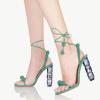 imageFSJ Women Sexy Open Toe Shiny Rhinestone Balls Sandals Strappy Ankle Strap Crystal High Heel Summer Party Date Dance Shoes Size 415 USTurquoise