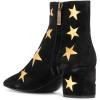 imageFSJ Women Western Square Toe Dressy Ankle Boot Gold Star Block Heel Faux Suede Zipper Short Bootie Size 415 USBlack