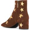 imageFSJ Women Western Square Toe Dressy Ankle Boot Gold Star Block Heel Faux Suede Zipper Short Bootie Size 415 USBrown