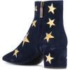 imageFSJ Women Western Square Toe Dressy Ankle Boot Gold Star Block Heel Faux Suede Zipper Short Bootie Size 415 USDark Blue