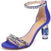 imageFSJ Women Chic Strappy Open Toe Sandals Ankle Wrap Back Zipper High Jewels Rhinestone Block Heels Summer Casual Shoes 415 USRoyal Blue