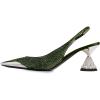 imageFSJ Women Pointed Toe Rhinestone Cone Low Heel Slingback Pumps Slip On Comfortable Ladies Satin Dancing Shoes Size 415 USGreen