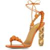 imageFSJ Women Sexy Open Toe Shiny Rhinestone Balls Sandals Strappy Ankle Strap Crystal High Heel Summer Party Date Dance Shoes Size 415 USOrange