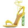 imageFSJ Women Sexy Open Toe Shiny Rhinestone Balls Sandals Strappy Ankle Strap Crystal High Heel Summer Party Date Dance Shoes Size 415 USYellow