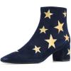 imageFSJ Women Western Square Toe Dressy Ankle Boot Gold Star Block Heel Faux Suede Zipper Short Bootie Size 415 USDark Blue