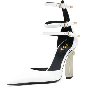 imageFSJ Women Pointed Toe Adjustable Ankle Straps Sandals Special High Heel Ladies Summer Party Dating Daily Shoes Size 415 USWhite